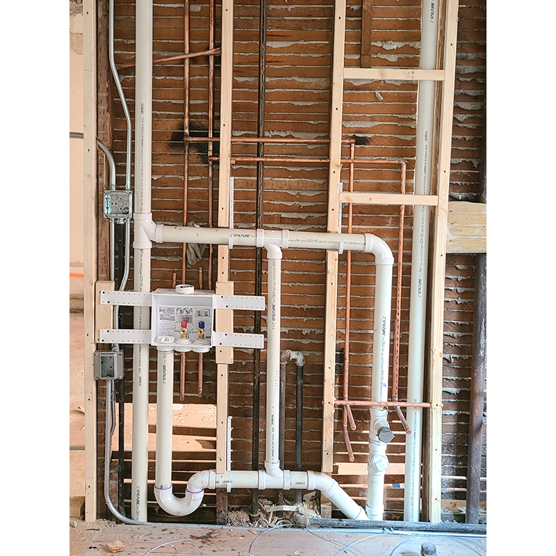 Interior framing buildout, plumbing and electrical systems.