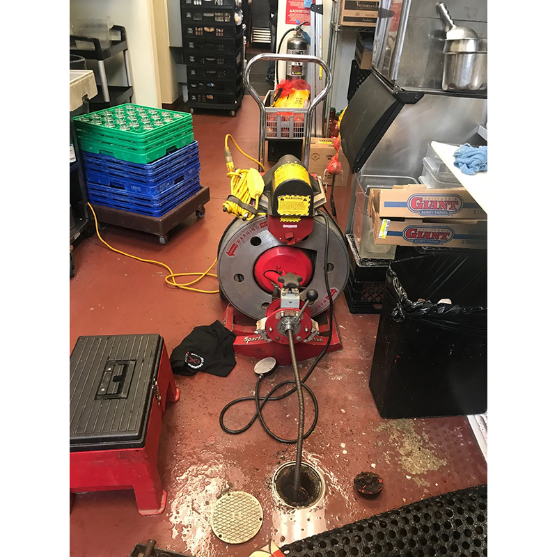 Sewer line rodding and jetting service.
