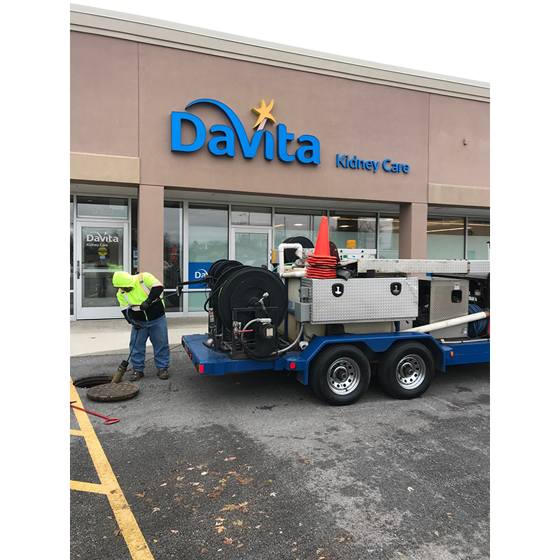 Sewer line rodding and jetting service.