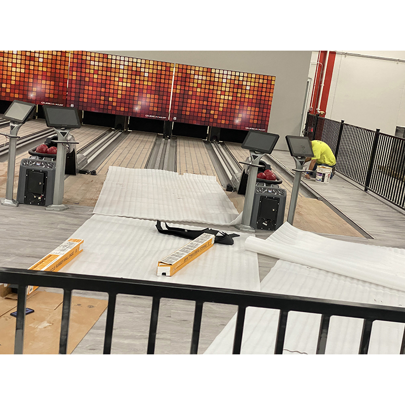 Scene 75 Romeoville, IL - Interior buildout bowling alley.